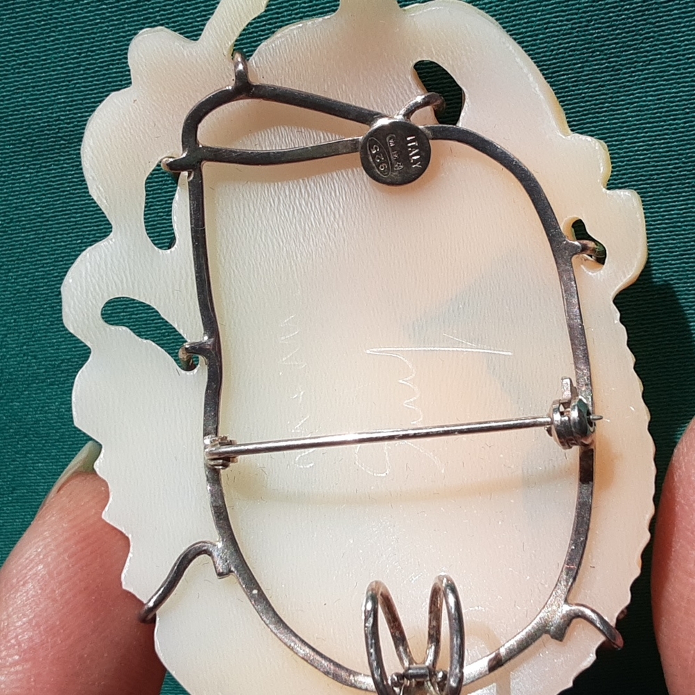 925 Genuine Hand Carved Cameo. Italy. Brooch, Pendant. FIRM. - Picture 7 of 17